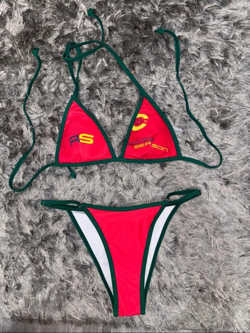 SHEIN Red and Green Triangle Bikini Set